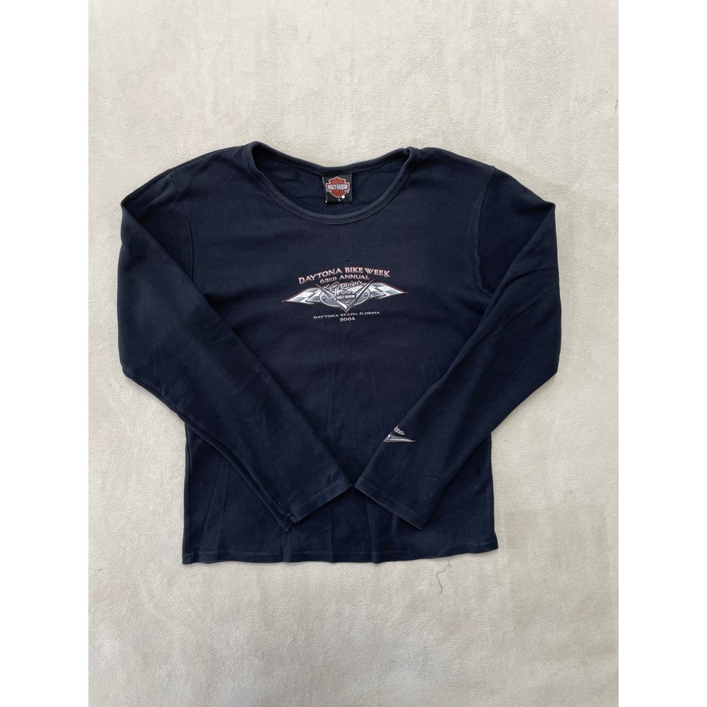 Harley Davidson Daytona Bike Week 2004 Long Sleeve Shirt Black Women Large USA